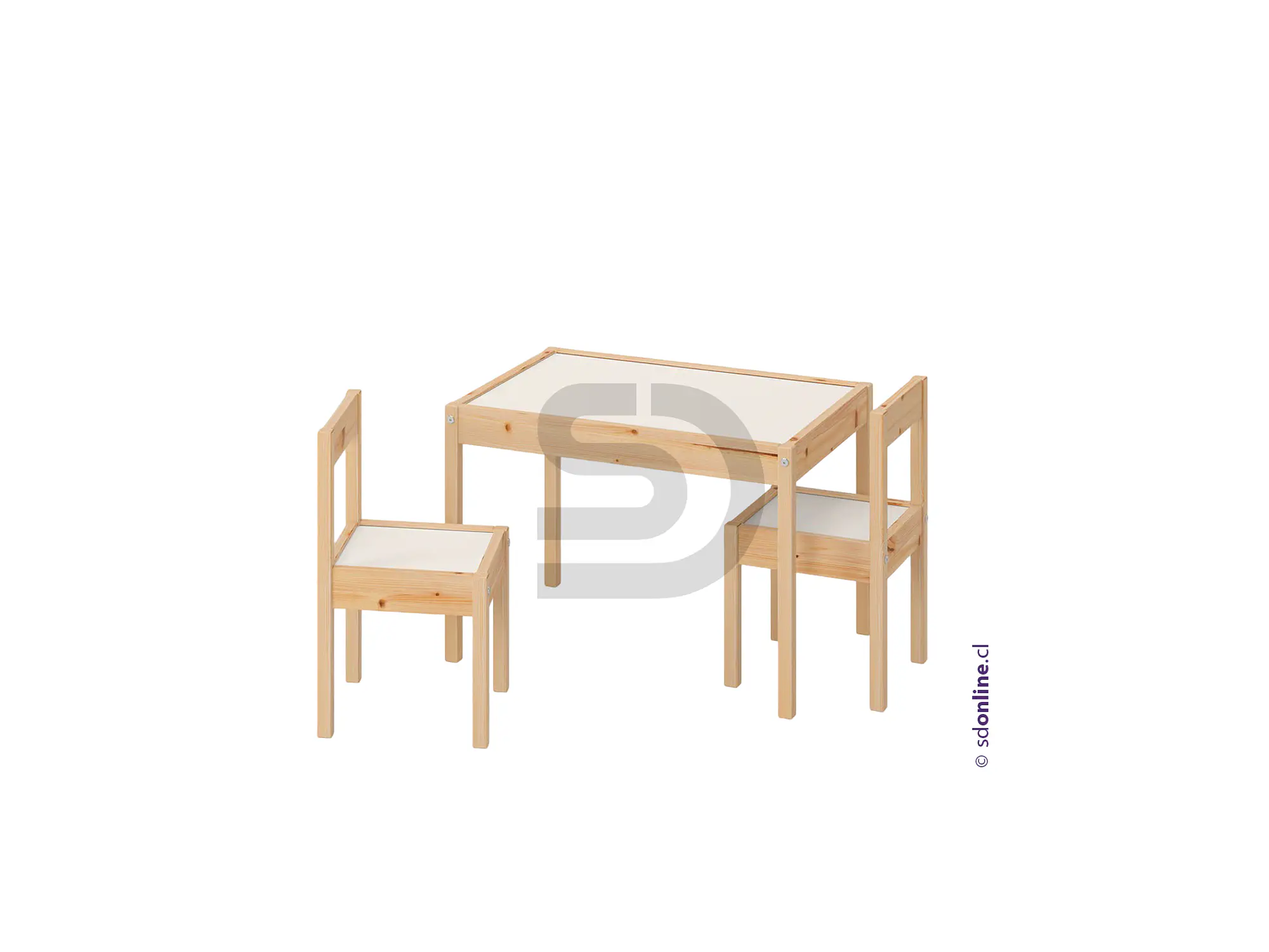 Mesa infantil de más 2 sillas madera 1