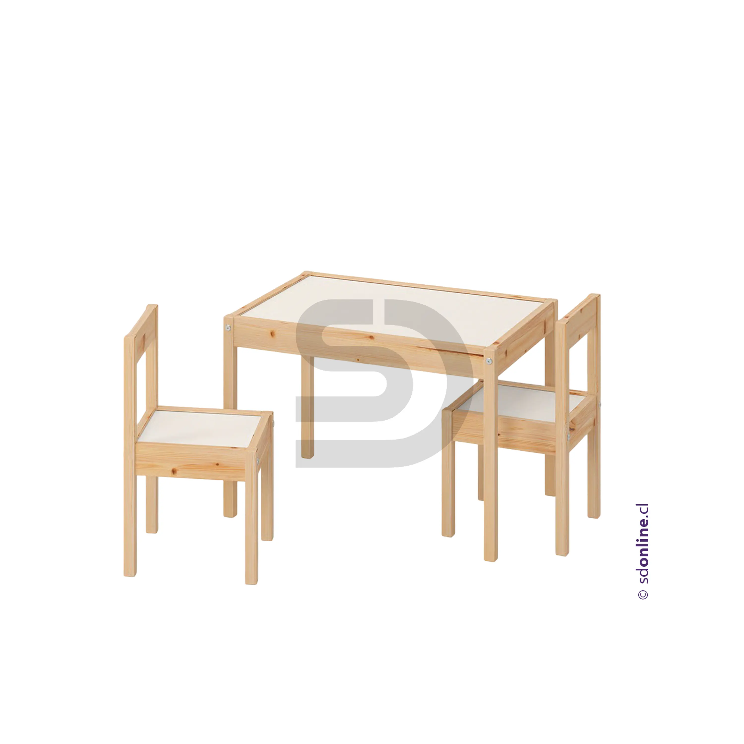 Mesa infantil de más 2 sillas madera 1