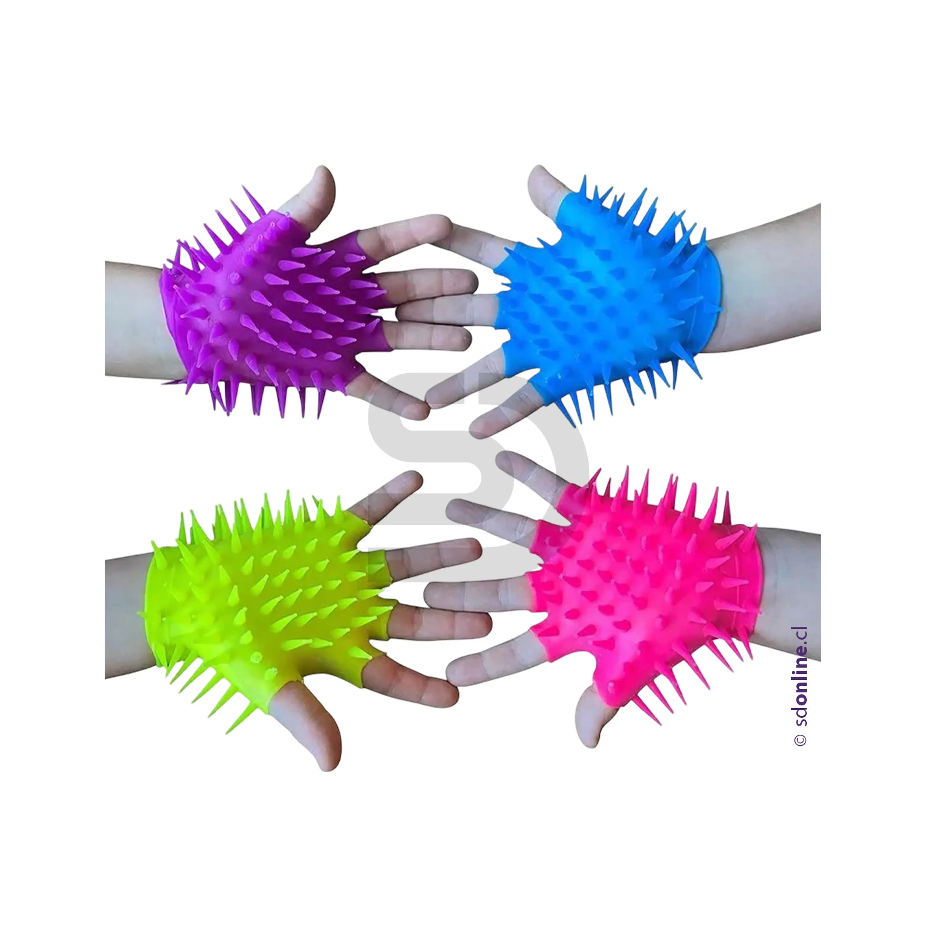 Set de 4 guantes sensoriales de relajación goma soft 1
