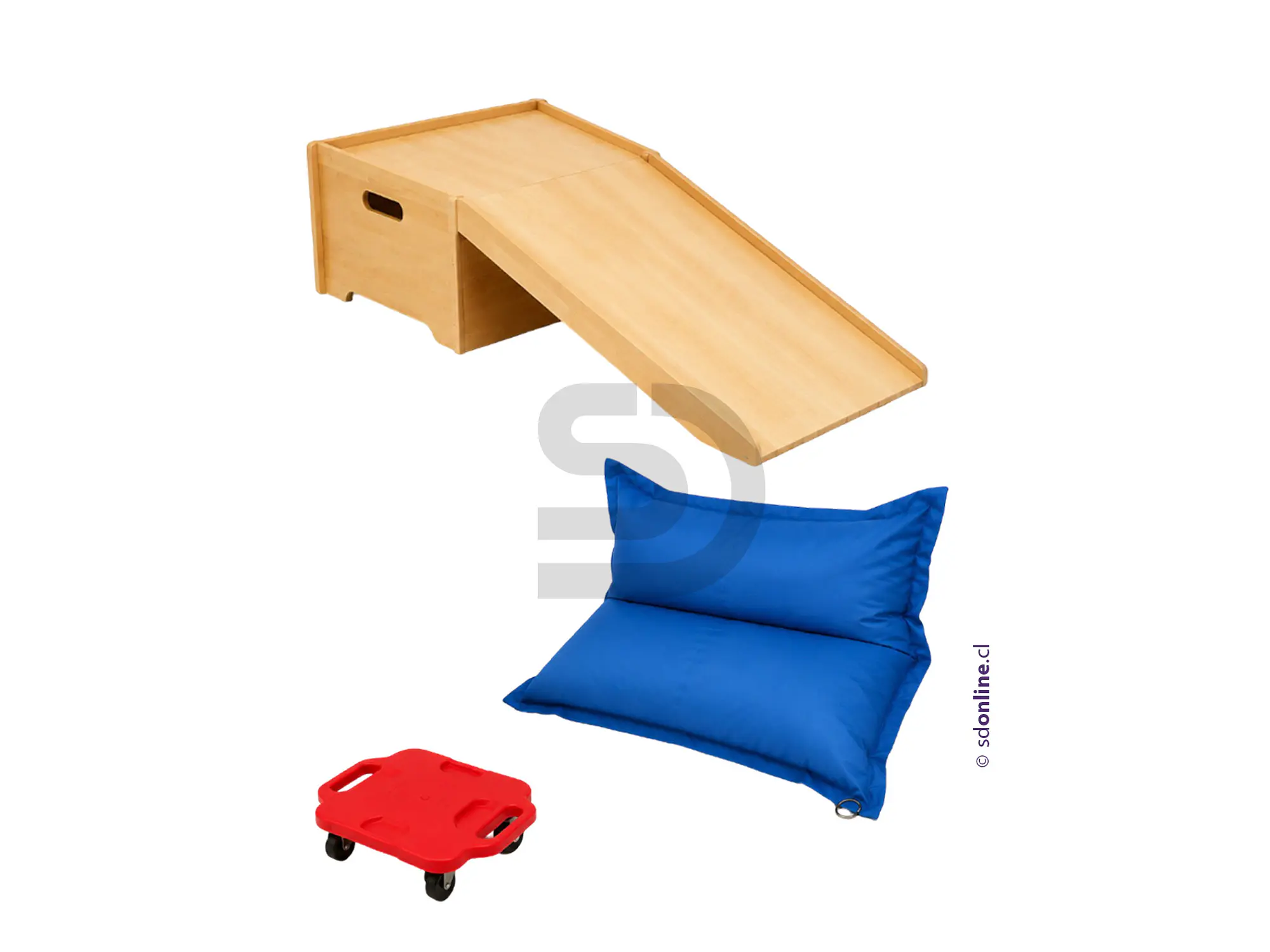 Kit terapéutico rampa patineta y cojín de seguridad didactikids 1