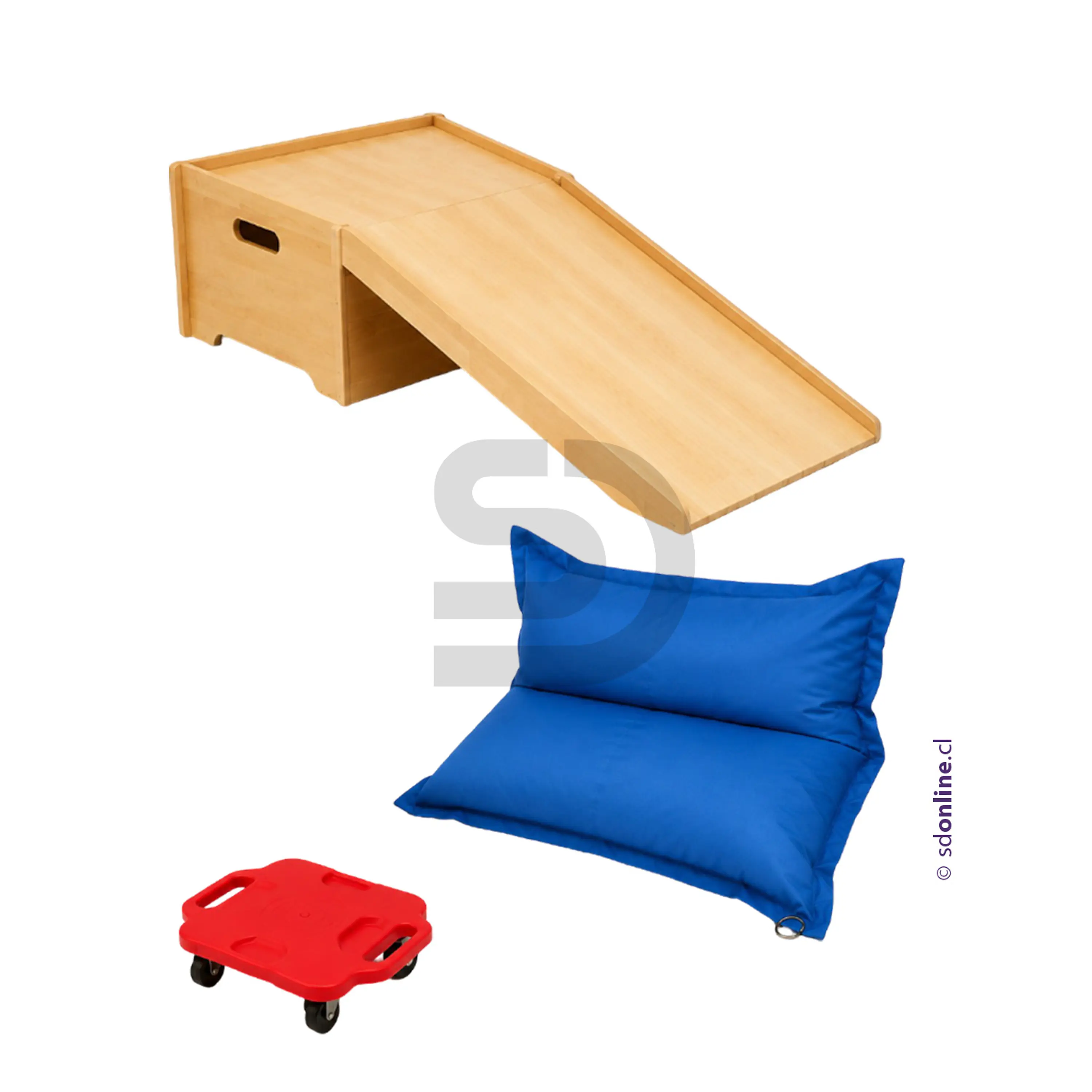 Kit terapéutico rampa patineta y cojín de seguridad didactikids 1