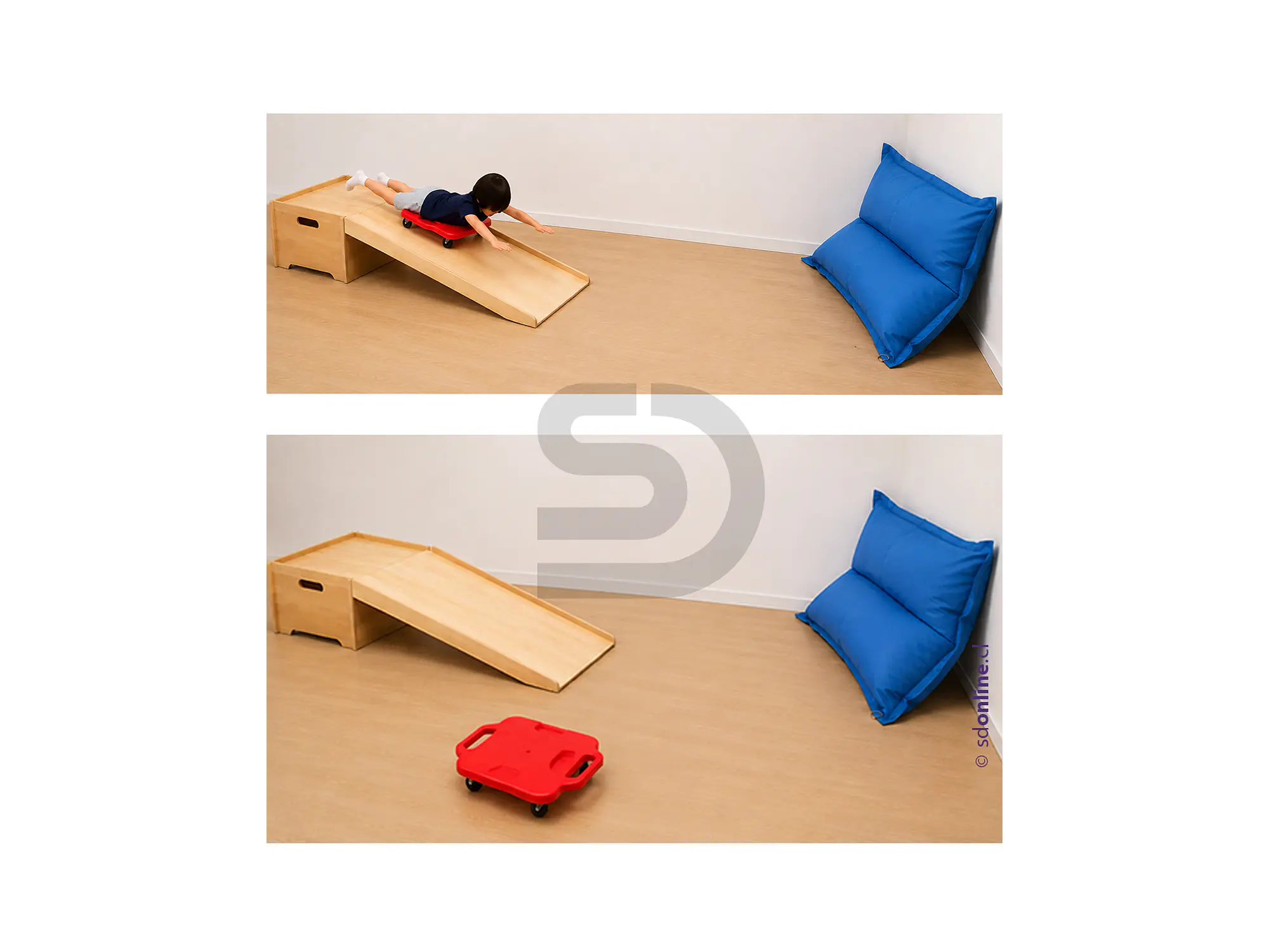 Kit terapéutico rampa patineta y cojín de seguridad didactikids 2