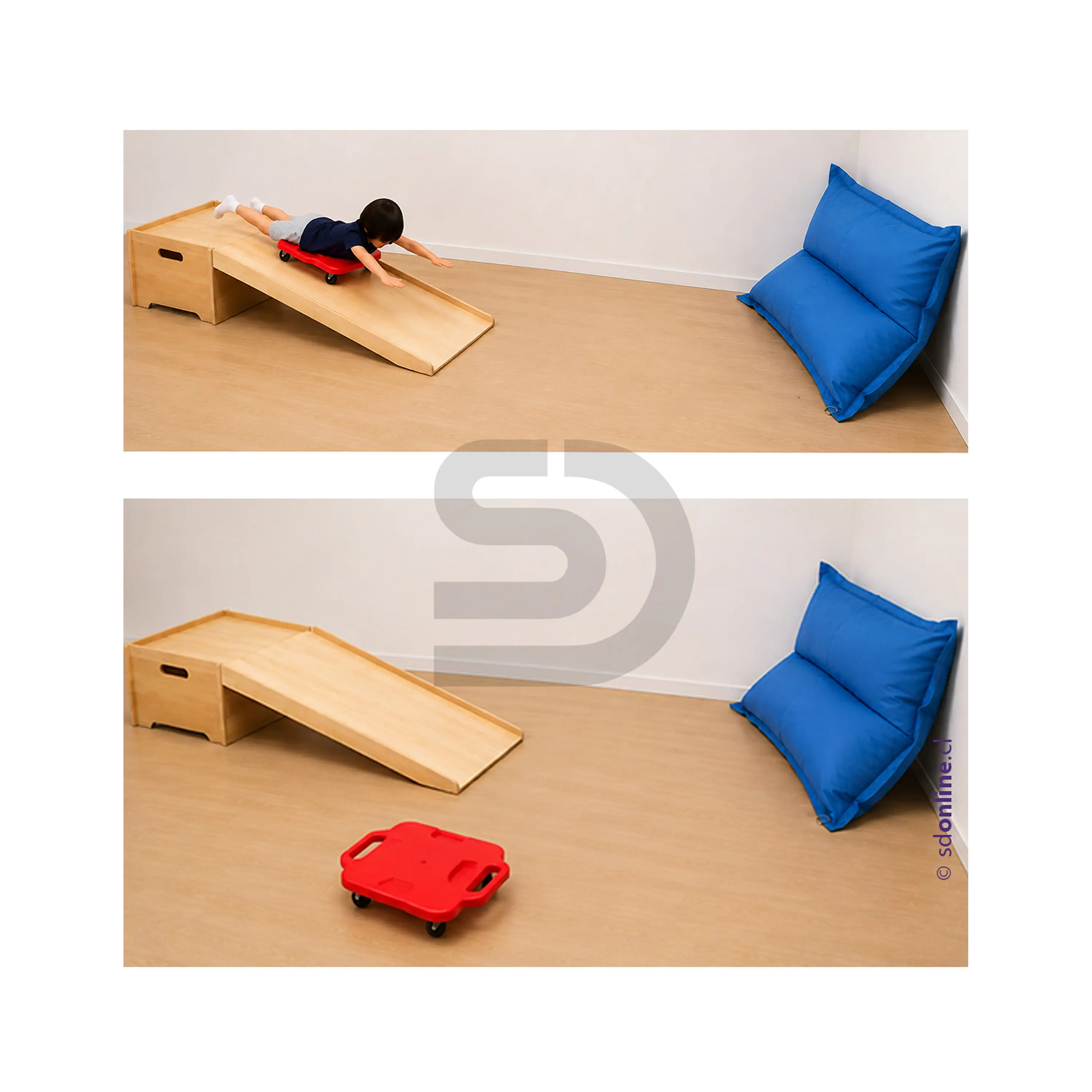 Kit terapéutico rampa patineta y cojín de seguridad didactikids 2