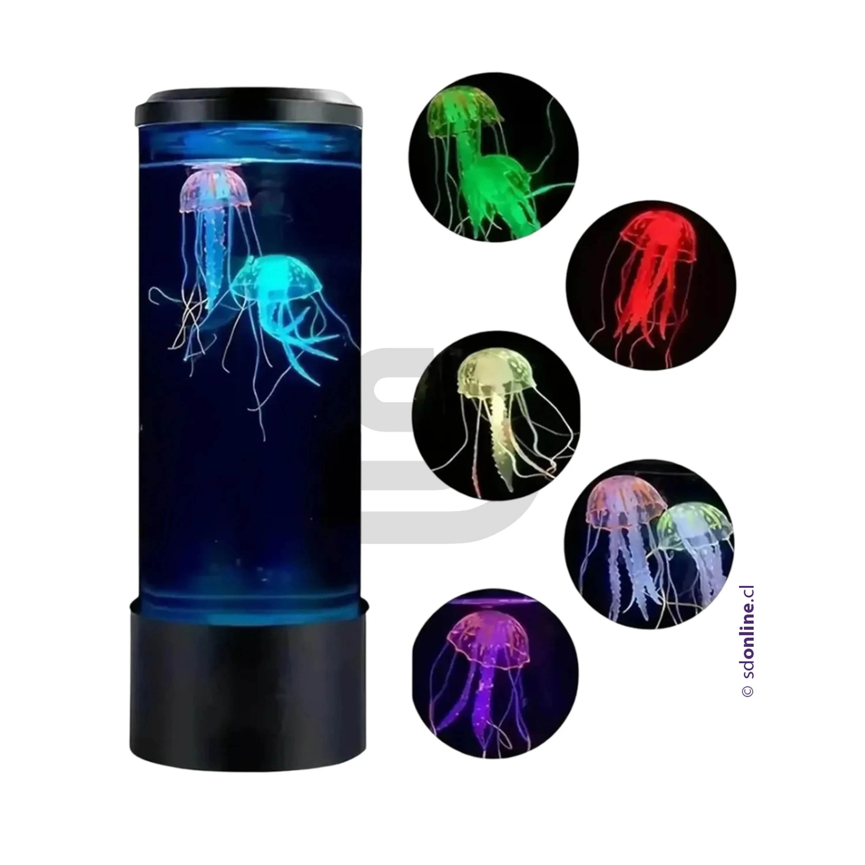 Lámpara nocturna LED sensorial medusas 7 colores 1