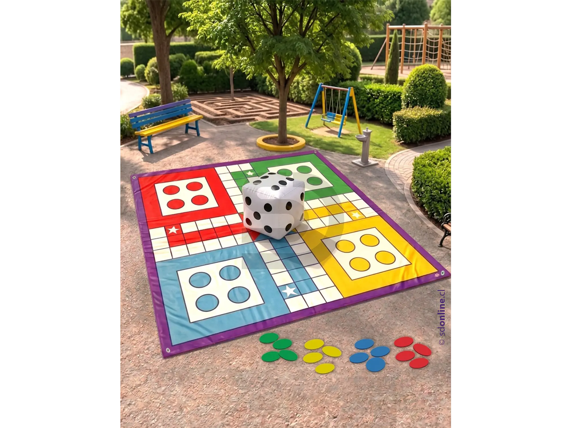 Ludo gigante Didactikids 180x180 con dado inflable 1