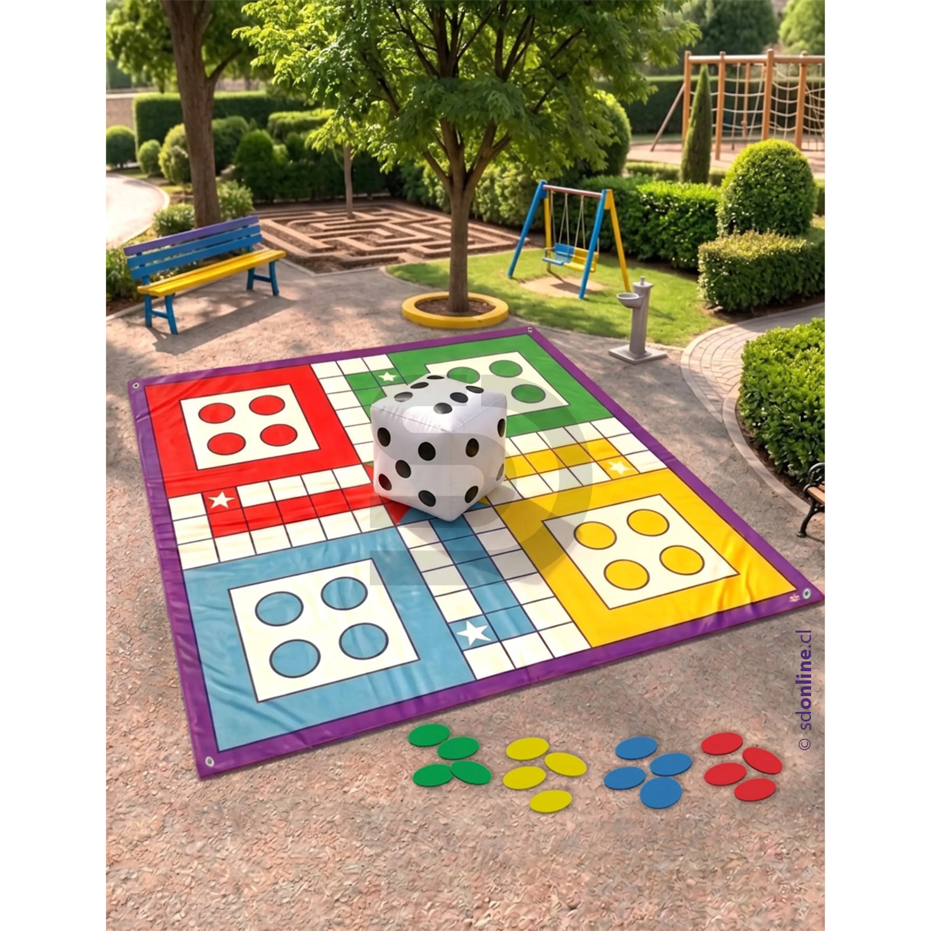 Ludo gigante Didactikids 180x180 con dado inflable 1