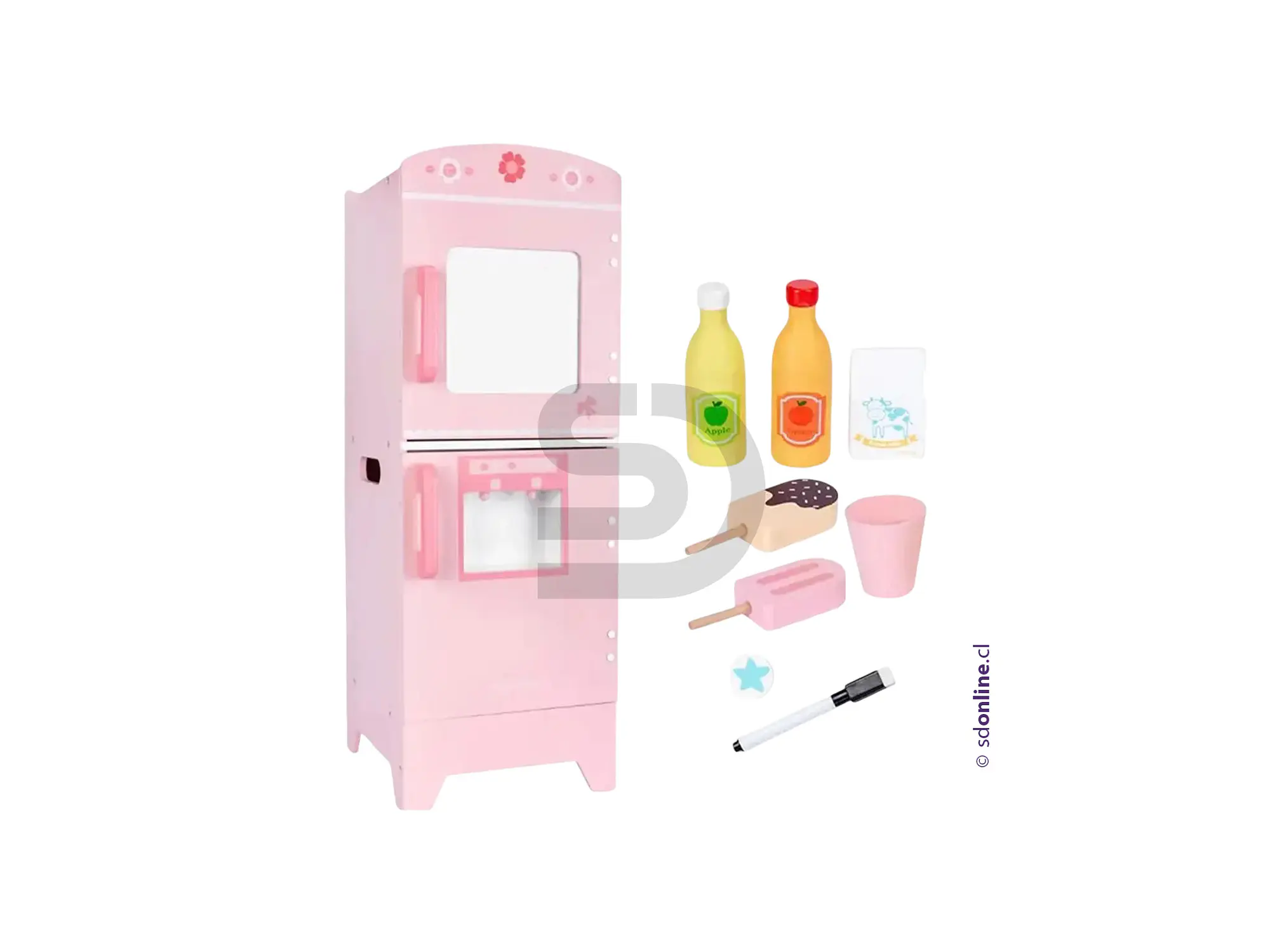 Refrigerador madera con pizarra y accesorios 2
