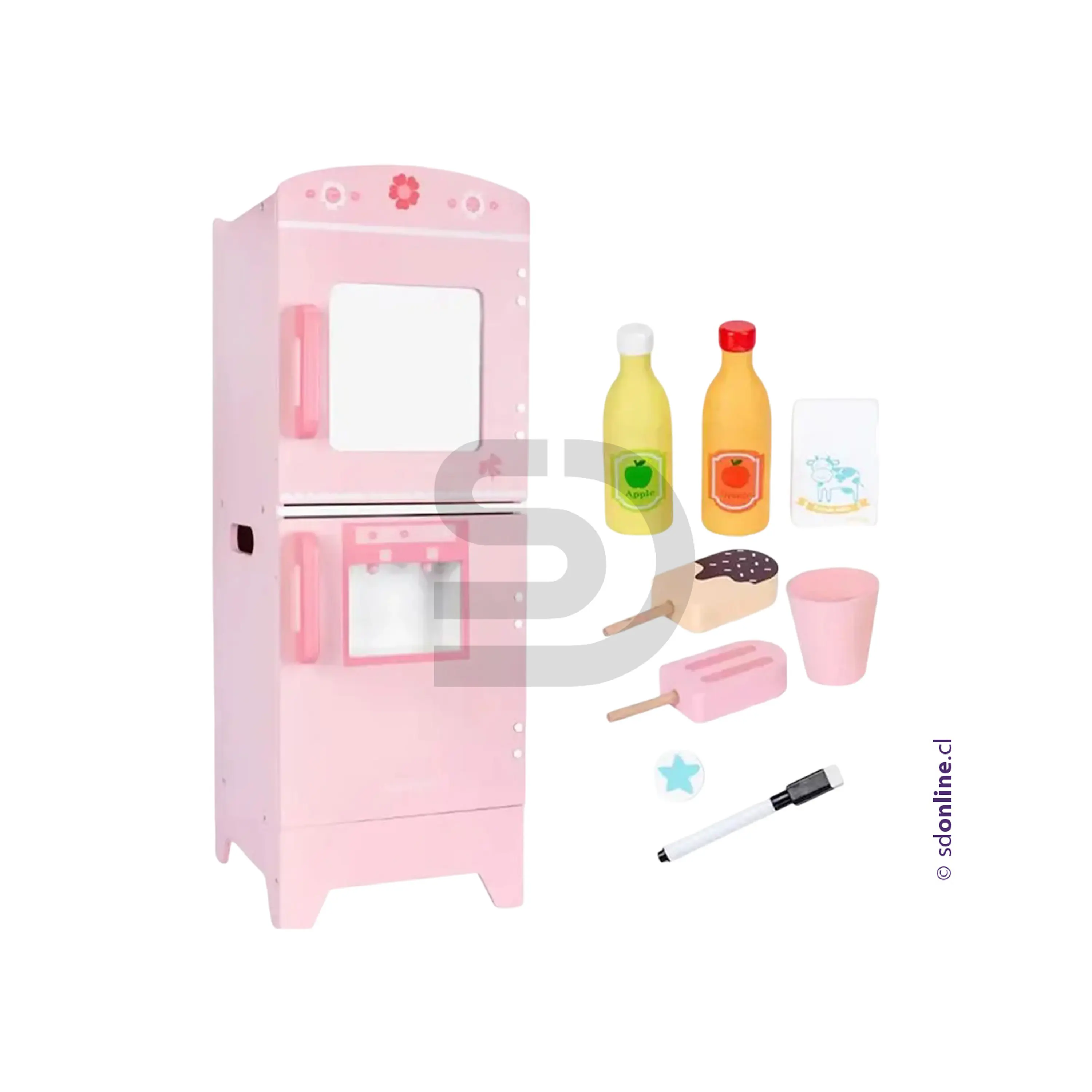 Refrigerador madera con pizarra y accesorios 2