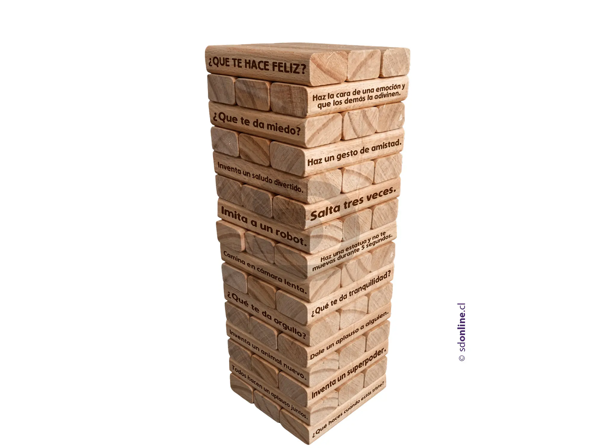Jenga gigante emocional 45 frases - Nivel 1 – Niños 1