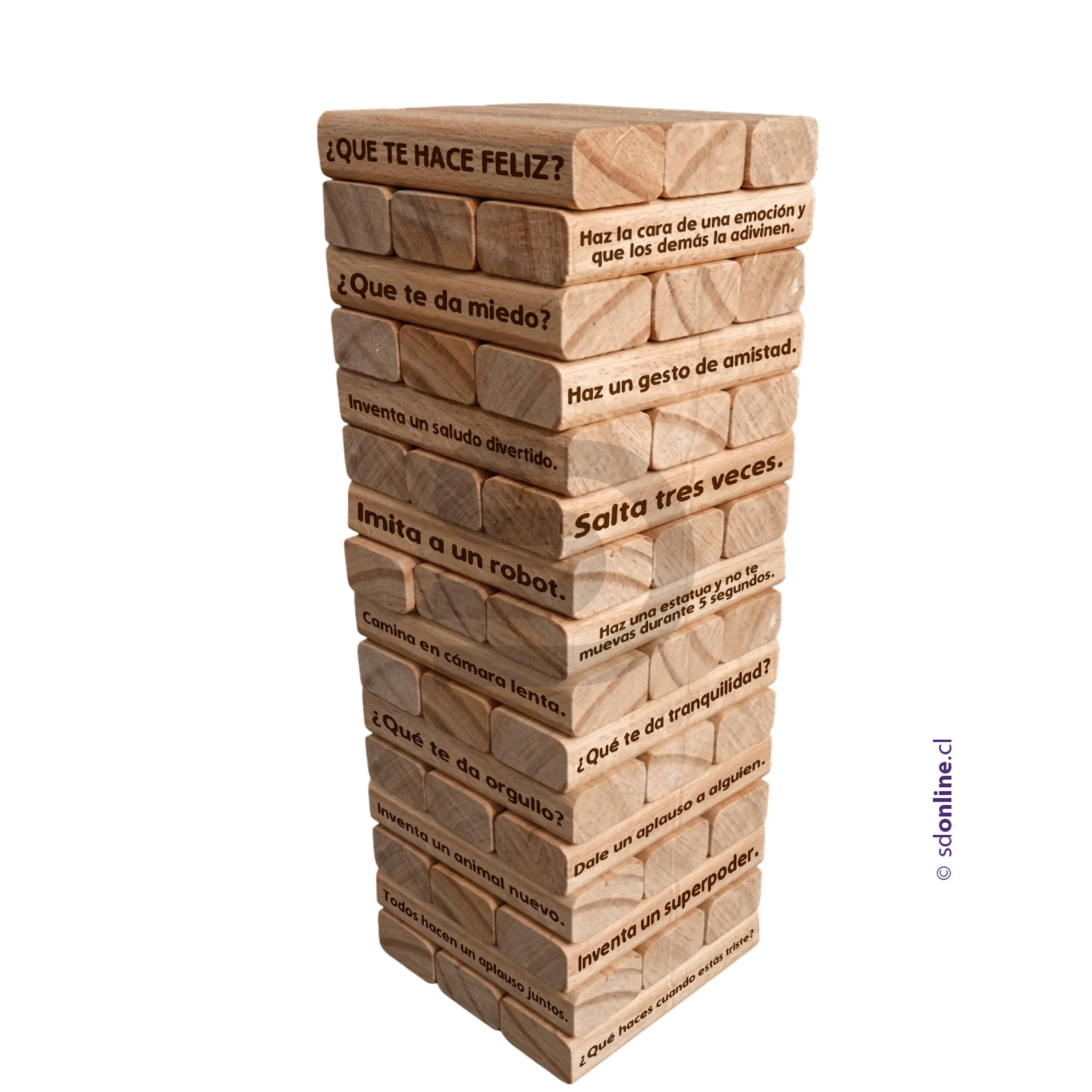 Jenga gigante emocional 45 frases - Nivel 1 – Niños 1