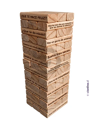 Jenga gigante emocional 45 frases - Nivel 1 – Niños