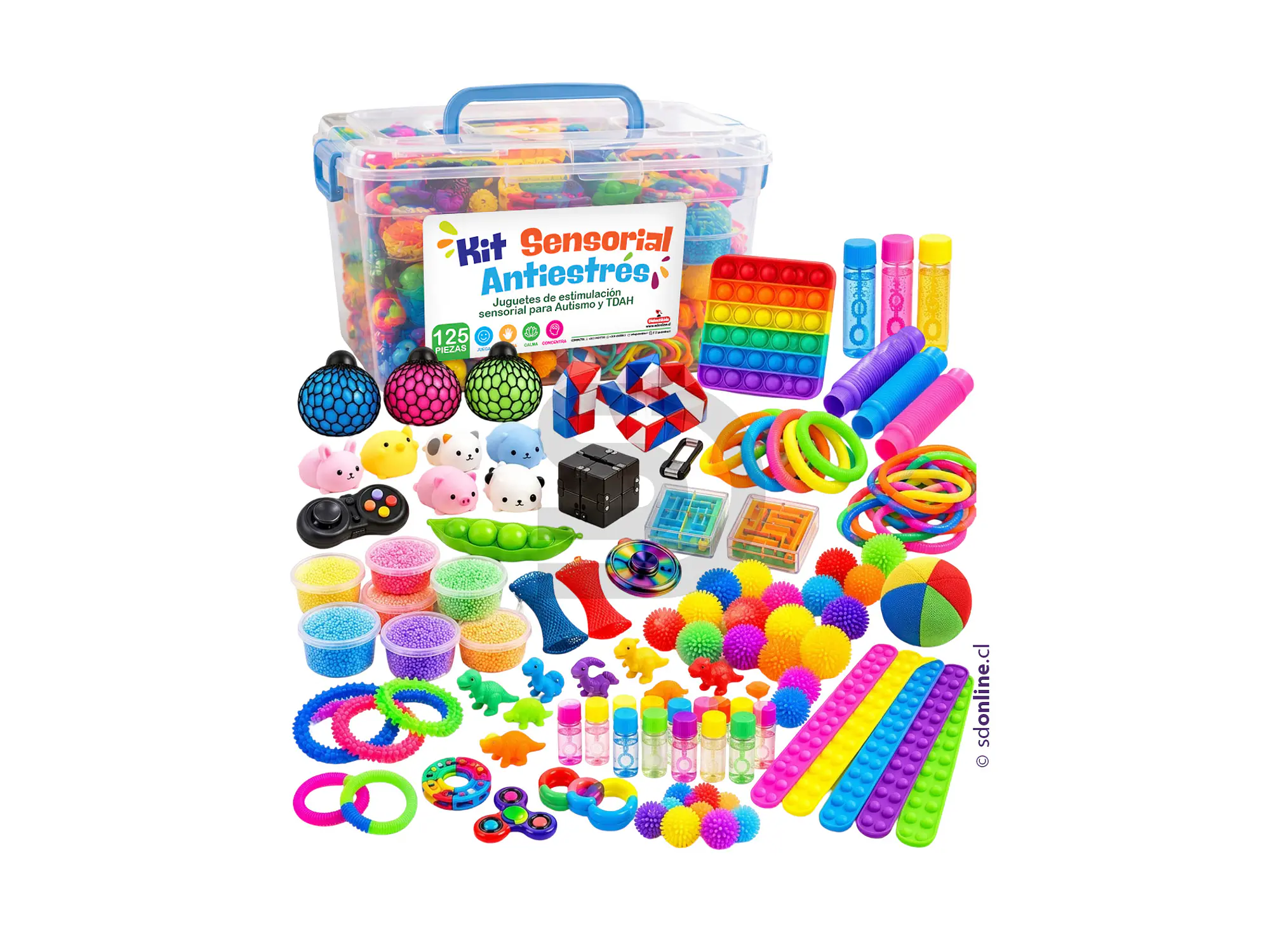 Kit 125 juguetes de estimulación sensorial para autismo y TDAH 1