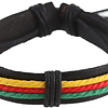 6 rastafarian leather and fabric bracelets, leather, no stone, Leather, no stone