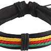 6 pulseiras rastafari de couro e tecido, couro, sem pedra, Couro, sem pedra