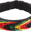 6 rastafarian leather and fabric bracelets, leather, no stone, Leather, no stone