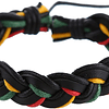 6 Rastafari-Armbänder aus Leder und Stoff, Leder, ohne Stein, Leder, ohne Stein