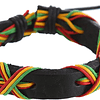 6 pulseiras rastafari de couro e tecido, couro, sem pedra, Couro, sem pedra