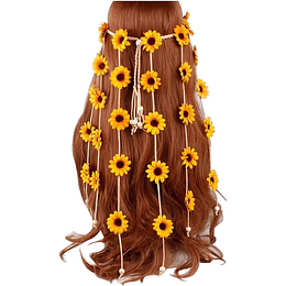 Sonnenblumen-Stirnband, Hippie-Stirnband, Blumenkrone, Sonnenblumen, Perlen mit Blumenfassung, Haarschmuck, Kopfschmuck, Kopfschmuck, Haarschmuck, Partydekoration, Kostüm ...