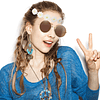 Hippie costume set includes sunglasses, headband, peace sign necklace and earrings (turquoise style)