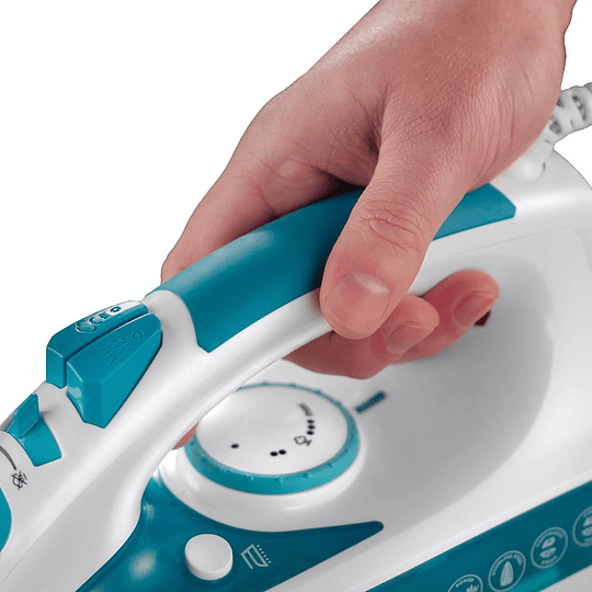 Ferro de roupa Steam Glide Professional, 2600 W, sola de cerâmica, golpe de vapor 210 g, função de limpeza automática, branco e azul