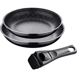 Set of pots and pans with removable handle - pressed aluminum - with Click handle