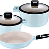 5-piece kitchen set, 2 tacks with lid, 18 cm and 20 cm and 1 bowl, 16 cm, stainless steel, non-stick coating, machine washable...