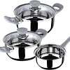 5-piece kitchen set, 2 tacks with lid, 18 cm and 20 cm and 1 bowl, 16 cm, stainless steel, non-stick coating, machine washable...