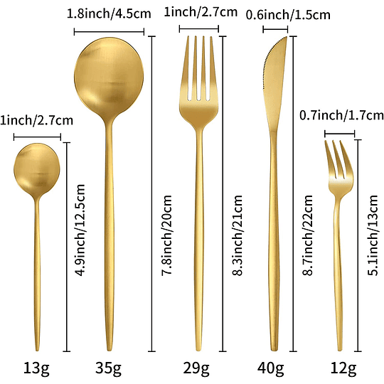 Juego de cubiertos, 30 juegos de cubiertos para 6 personas, cucharas de café, tenedor, cuchara, tenedor de postre