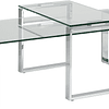 Conjunto de mesa de centro, tapa de cristal ahumado y base de metal negro