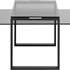 Conjunto de mesa de centro, tapa de cristal ahumado y base de metal negro