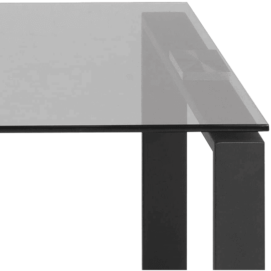 Conjunto de mesa de centro, tapa de cristal ahumado y base de metal negro