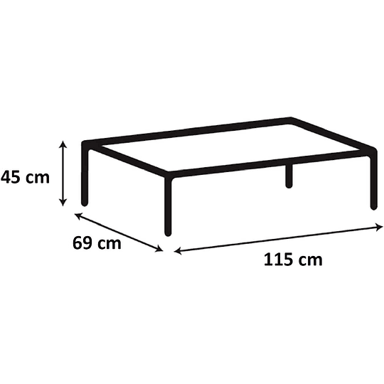 Conjunto de mesas de centro, placa de vidro fumê e base preta de metal