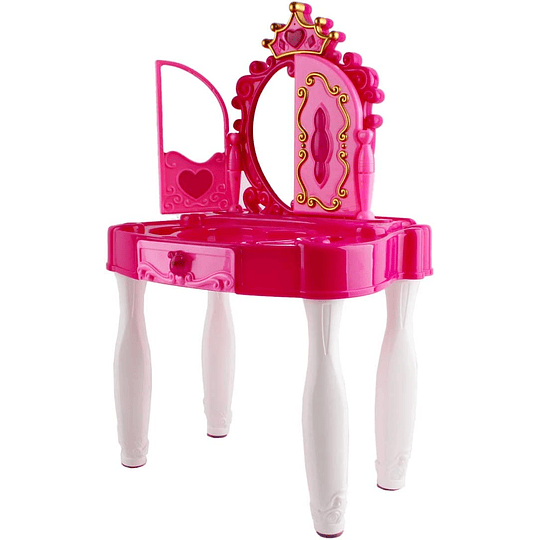 Centro de beleza mesa lamurosa infantil toucador de maquilhagem com espelho, banco e acessórios incluídos luzes e sons