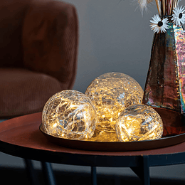 Cristais para mesas, conjunto de 3 bolas de vidro 8, 10, 12 cm, centros decorativos de mesa, luzes decorativas para quarto, candeeiros sem fios, luzes LED pilhas