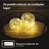 Cristais para mesas, conjunto de 3 bolas de vidro 8, 10, 12 cm, centros decorativos de mesa, luzes decorativas para quarto, candeeiros sem fios, luzes LED pilhas