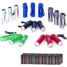 18-teilige Mini-LED-Schlüsselring-Taschenlampe Premium-Aluminium tragbare Taschenlampe Leichter langlebiger Rucksack mit Riemen 6 Farben 54 x 3A-Batterien