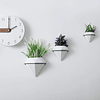 T4U - Jarrón de pared con colgante de cerámica con marco, paquete de 2, jarrón de pared grande con forma de diamante blanco para suculentas plantas de flores de aloe, decoración del hogar