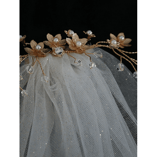 Véu de noiva Pérola falsa & Decoração de flores
