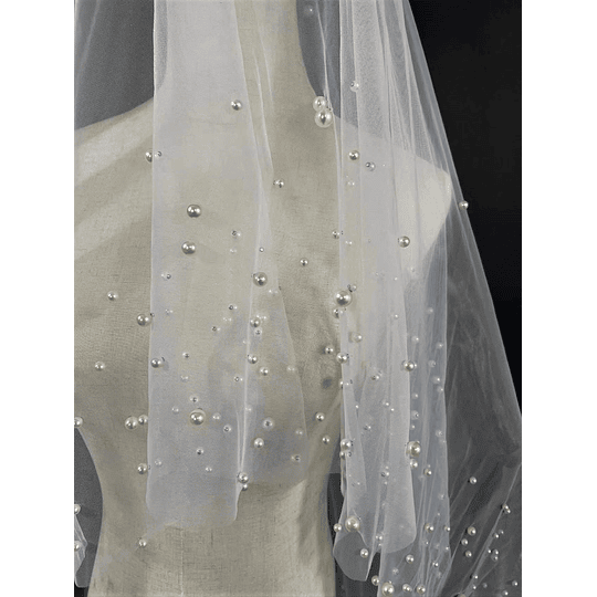 Véu de noiva Faux Pearl Decor