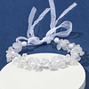 Faixa de cabelo de noiva com decoração de pérolas e flores falsas