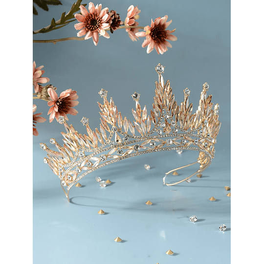 Diadema de novia con diseño de corona de pedrería