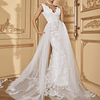 Vestidos de novia de glamour simple con cremallera de contraste de malla de contraste de encaje sin espalda