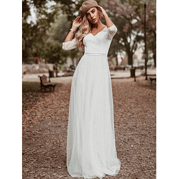 Vestido de glamour simple con cremallera blanca