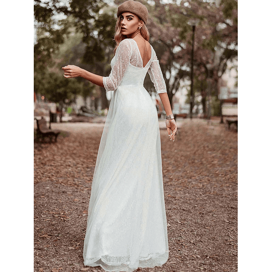 Vestido de glamour simple con cremallera blanca