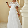 Vestido de glamour simple con cremallera blanca