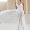 Costas nuas Laço Contraste Bordado Sheer Zíper Simples Glamour Vestidos de casamento