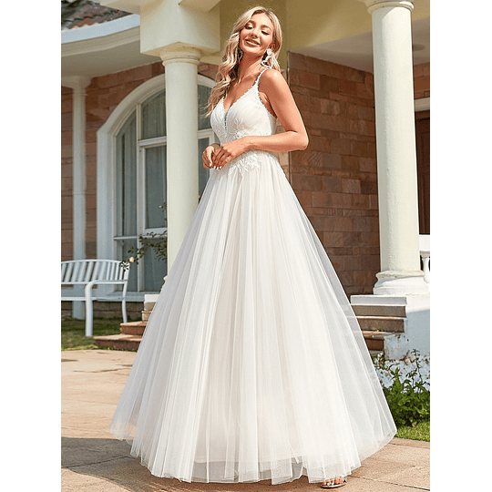 Apliques Zíper Simples Glamour Vestidos de casamento
