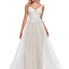 Vestidos de novia de glamour con apliques de cremallera simple