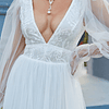 Costas nuas Sheer Zíper Simples Glamour Vestidos de casamento