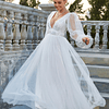 Vestidos de novia de glamour simple con cremallera transparente sin espalda